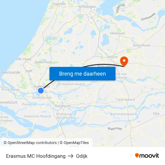 Erasmus MC Hoofdingang to Odijk map