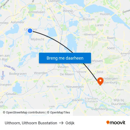 Uithoorn, Uithoorn Busstation to Odijk map