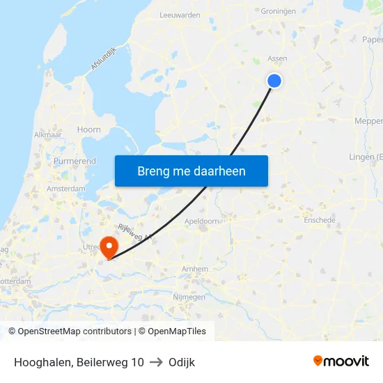 Hooghalen, Beilerweg 10 to Odijk map