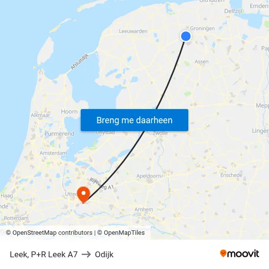 Leek, P+R Leek A7 to Odijk map