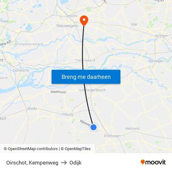Oirschot, Kempenweg to Odijk map