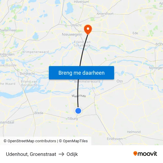 Udenhout, Groenstraat to Odijk map