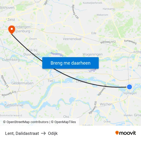 Lent, Dalidastraat to Odijk map