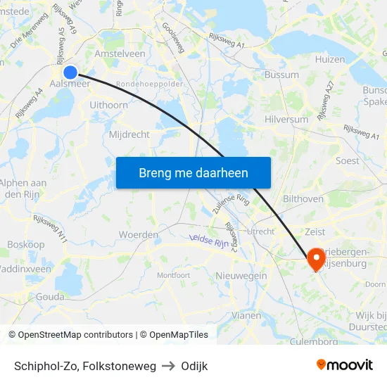 Schiphol-Zo, Folkstoneweg to Odijk map