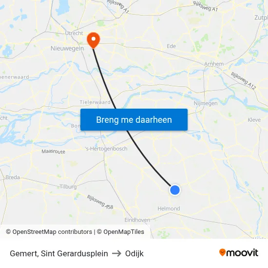 Gemert, Sint Gerardusplein to Odijk map