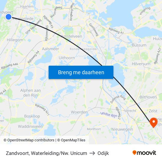 Zandvoort, Waterleiding/Nw. Unicum to Odijk map