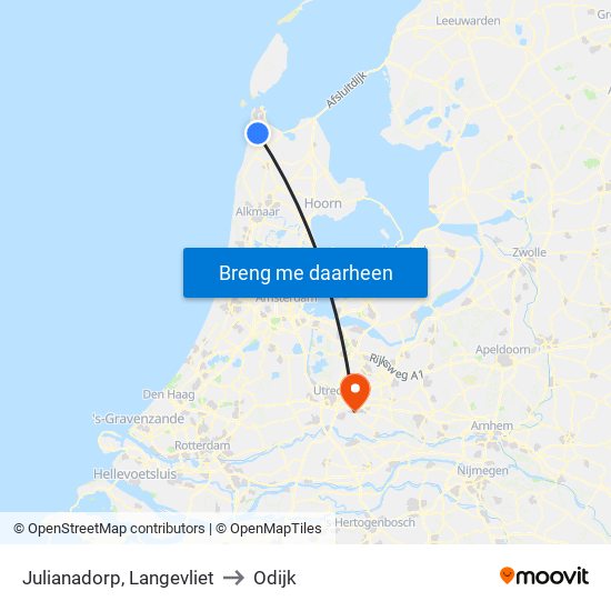 Julianadorp, Langevliet to Odijk map