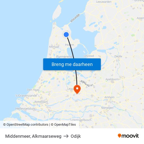 Middenmeer, Alkmaarseweg to Odijk map