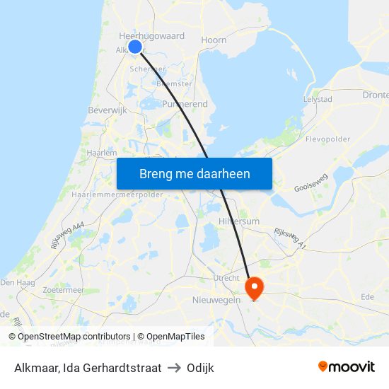 Alkmaar, Ida Gerhardtstraat to Odijk map