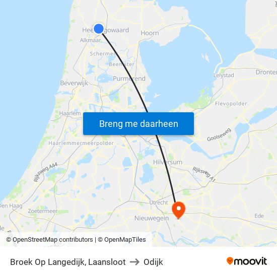 Broek Op Langedijk, Laansloot to Odijk map