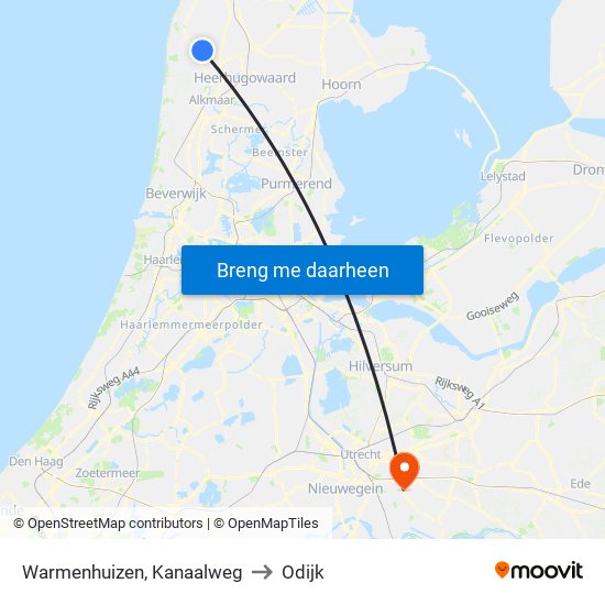 Warmenhuizen, Kanaalweg to Odijk map