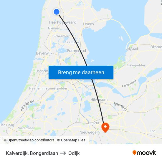 Kalverdijk, Bongerdlaan to Odijk map