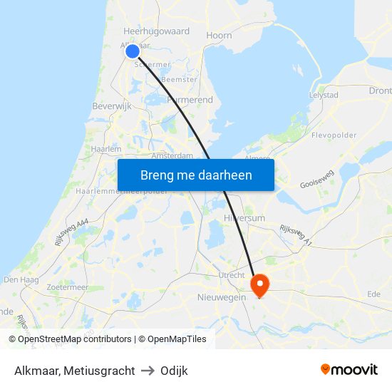 Alkmaar, Metiusgracht to Odijk map