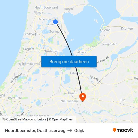 Noordbeemster, Oosthuizerweg to Odijk map