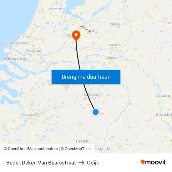Budel, Deken Van Baarsstraat to Odijk map