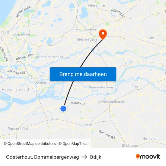 Oosterhout, Dommelbergenweg to Odijk map