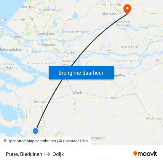 Putte, Bieduinen to Odijk map