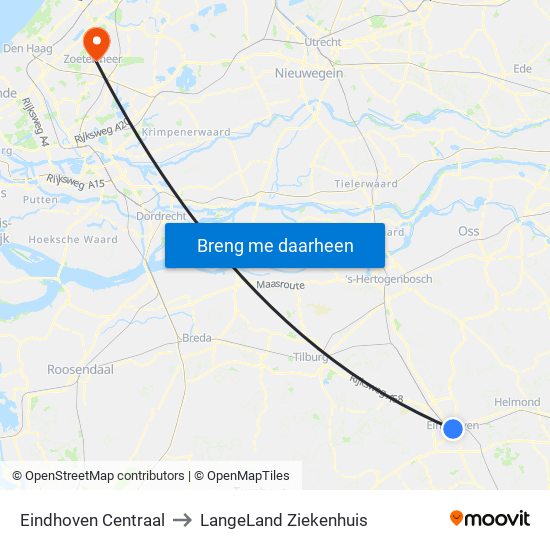 Eindhoven Centraal to LangeLand Ziekenhuis map