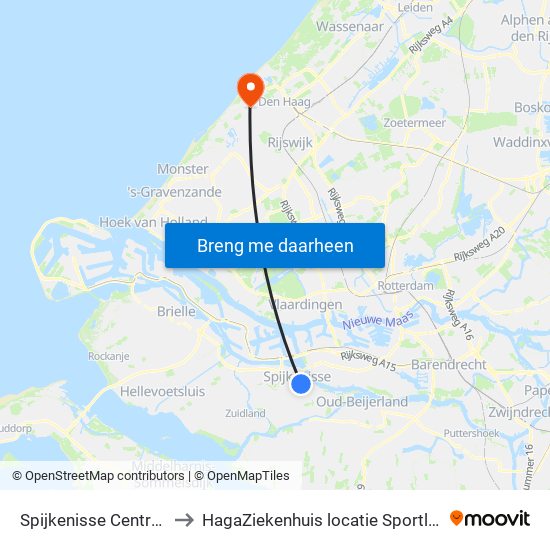 Spijkenisse Centrum to HagaZiekenhuis locatie Sportlaan map