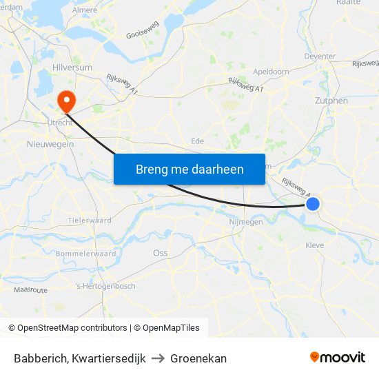 Babberich, Kwartiersedijk to Groenekan map