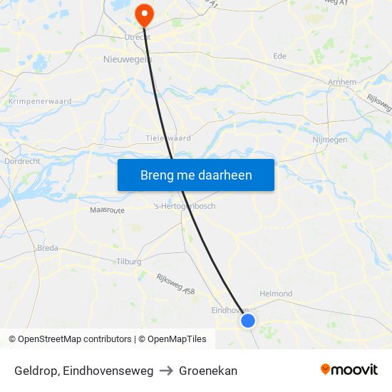 Geldrop, Eindhovenseweg to Groenekan map