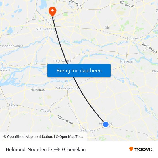 Helmond, Noordende to Groenekan map