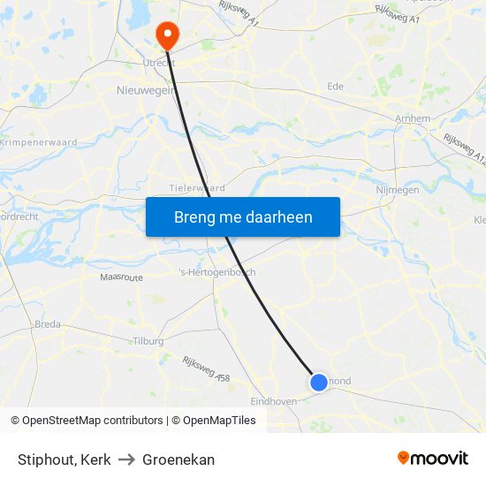 Stiphout, Kerk to Groenekan map