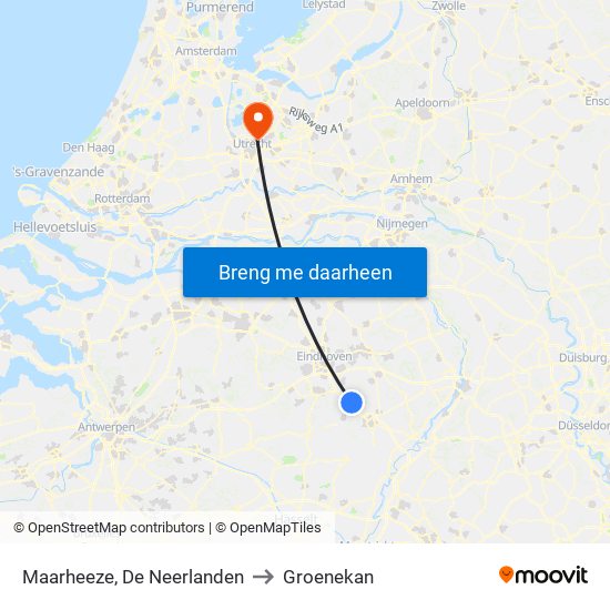 Maarheeze, De Neerlanden to Groenekan map