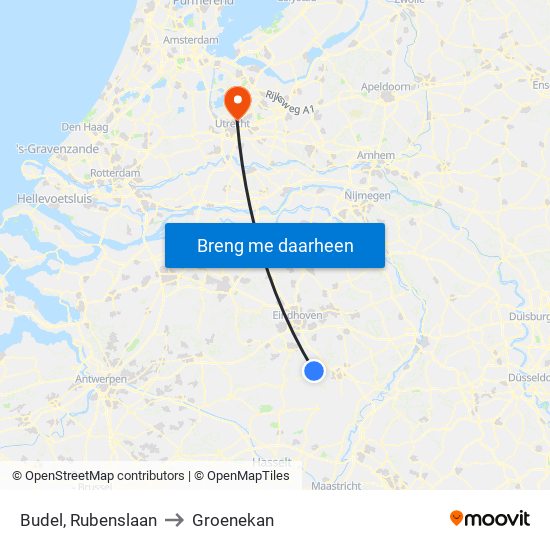 Budel, Rubenslaan to Groenekan map