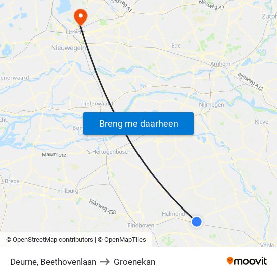 Deurne, Beethovenlaan to Groenekan map