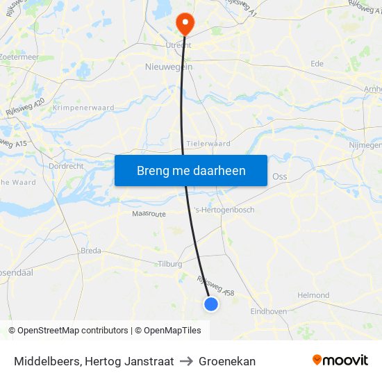 Middelbeers, Hertog Janstraat to Groenekan map