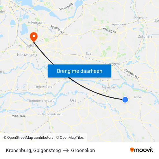 Kranenburg, Galgensteeg to Groenekan map