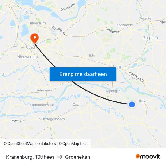 Kranenburg, Tütthees to Groenekan map