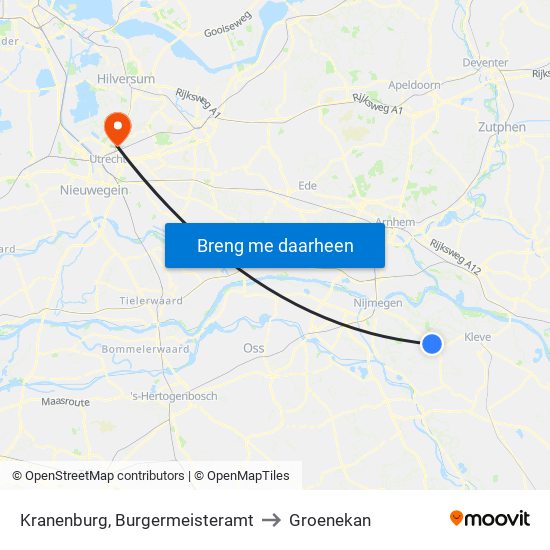 Kranenburg, Burgermeisteramt to Groenekan map