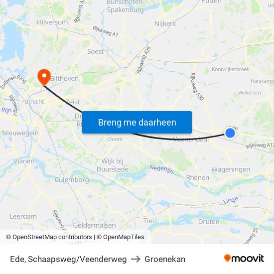Ede, Schaapsweg/Veenderweg to Groenekan map