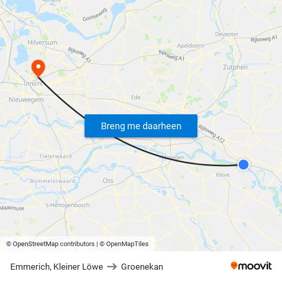 Emmerich, Kleiner Löwe to Groenekan map