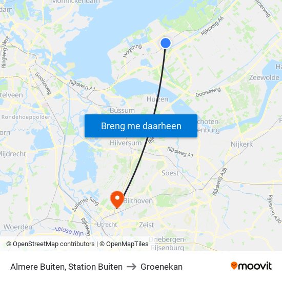 Almere Buiten, Station Buiten to Groenekan map
