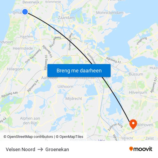 Velsen Noord to Groenekan map