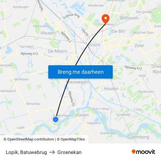 Lopik, Batuwebrug to Groenekan map