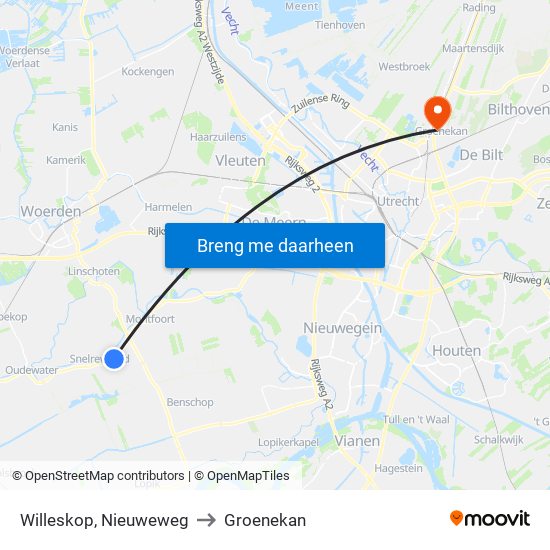 Willeskop, Nieuweweg to Groenekan map