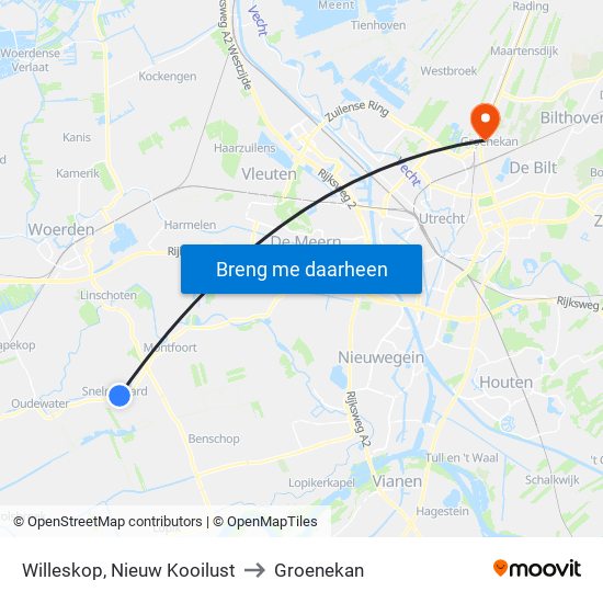Willeskop, Nieuw Kooilust to Groenekan map