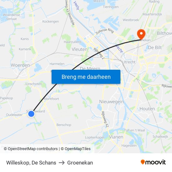 Willeskop, De Schans to Groenekan map