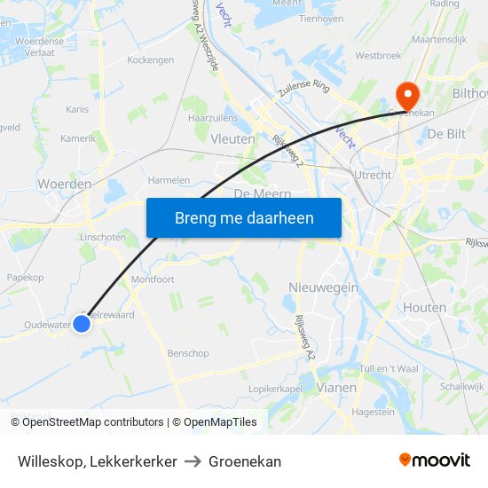 Willeskop, Lekkerkerker to Groenekan map