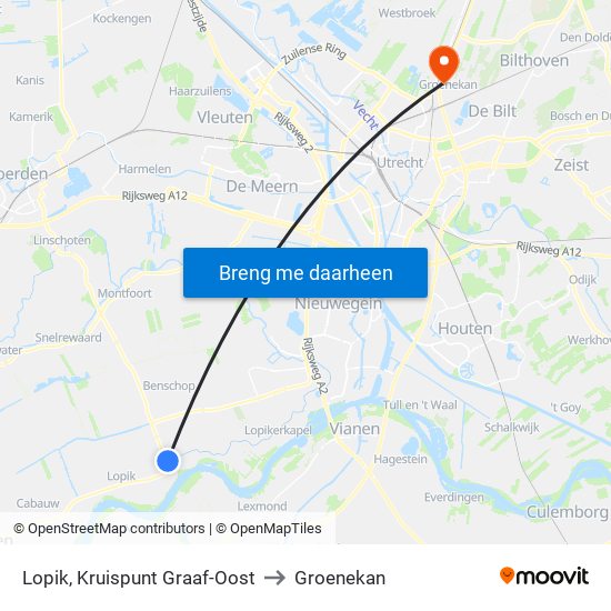 Lopik, Kruispunt Graaf-Oost to Groenekan map