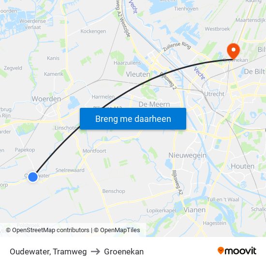 Oudewater, Tramweg to Groenekan map
