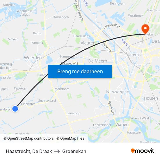 Haastrecht, De Draak to Groenekan map