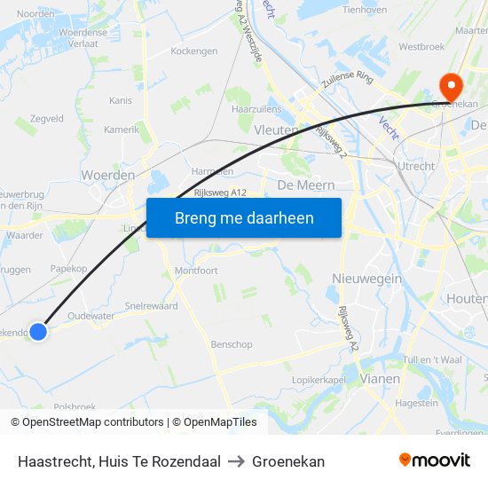 Haastrecht, Huis Te Rozendaal to Groenekan map