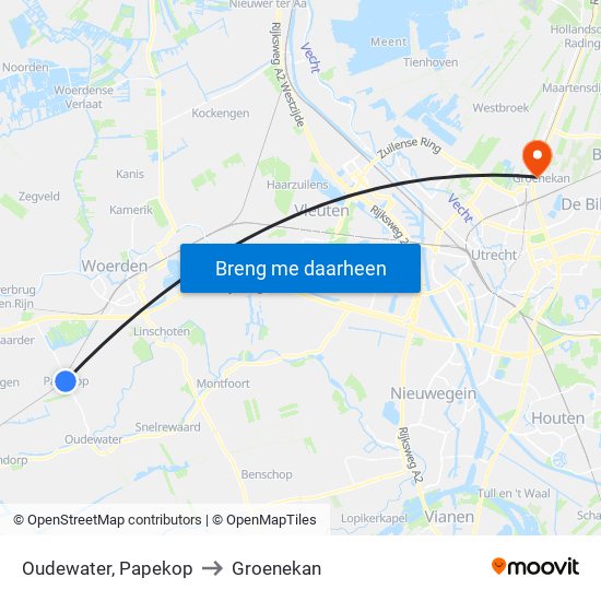 Oudewater, Papekop to Groenekan map