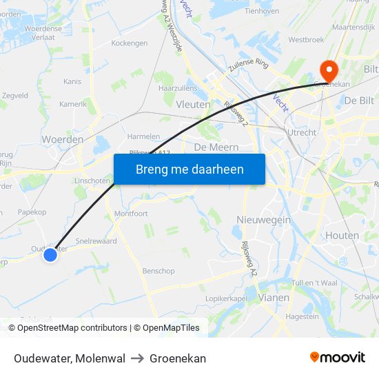 Oudewater, Molenwal to Groenekan map