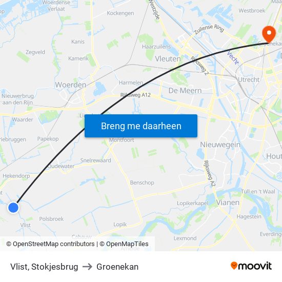 Vlist, Stokjesbrug to Groenekan map